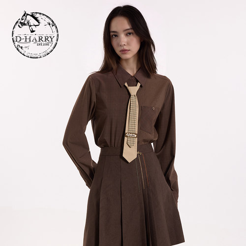 D-HARRY/迪哈利2026秋季新款女通勤格纹上衣长袖衬衫DH263D91803A