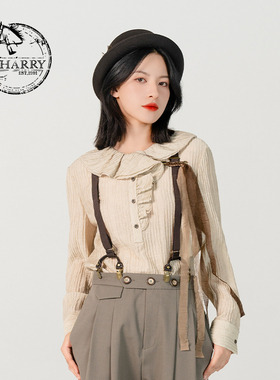 D-HARRY/迪哈利新款圆领纯色通勤长袖女衬衫DH231R96006D