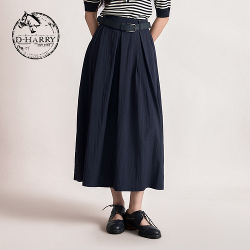 D-HARRY/迪哈利2026夏季新款百搭透气藏青色阔腿裤裙DH262L91611C