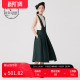 复古百搭墨绿色A字背带裙DH242M97152D 迪哈利夏新款 HARRY