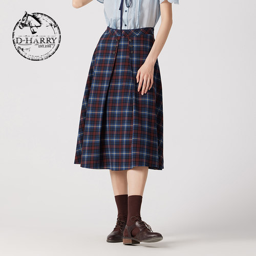 D-HARRY/迪哈利格子中长裙