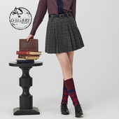新款 迪哈利冬季 高腰显瘦灰色格纹短裙DH234M96621D HARRY