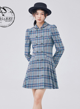 D-HARRY/迪哈利新款复古优雅学院风格子连衣裙DH233J96550D