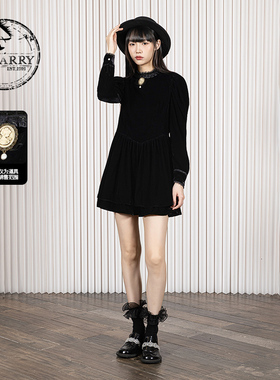 D-HARRY/迪哈利2025冬季新款时尚优雅黑色长袖连衣裙DH254J63039T