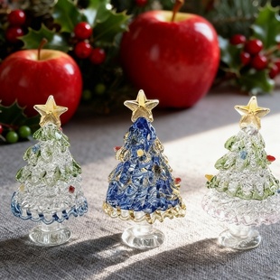 圣诞树转转景德镇琉璃装饰品陶瓷小型摆件高端桌面旋转圣诞节礼物