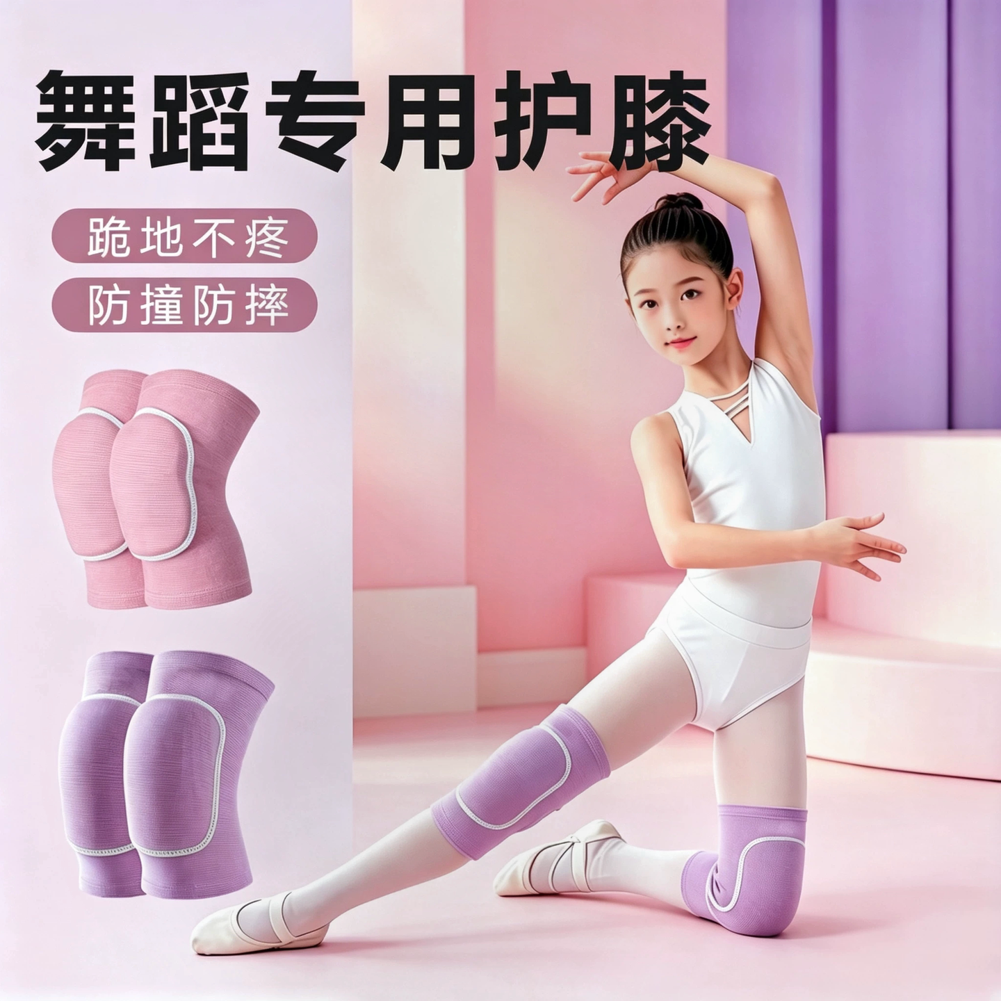 儿童舞蹈护膝跳舞专用女童膝盖护套练功防摔跪地保护套舞蹈生夏季