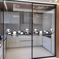 熊猫静电移门推拉门贴画阳台玻璃门贴防撞贴纸玻璃窗户厨装 饰画
