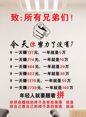 今天你努力了吗会议室奋斗墙贴纸