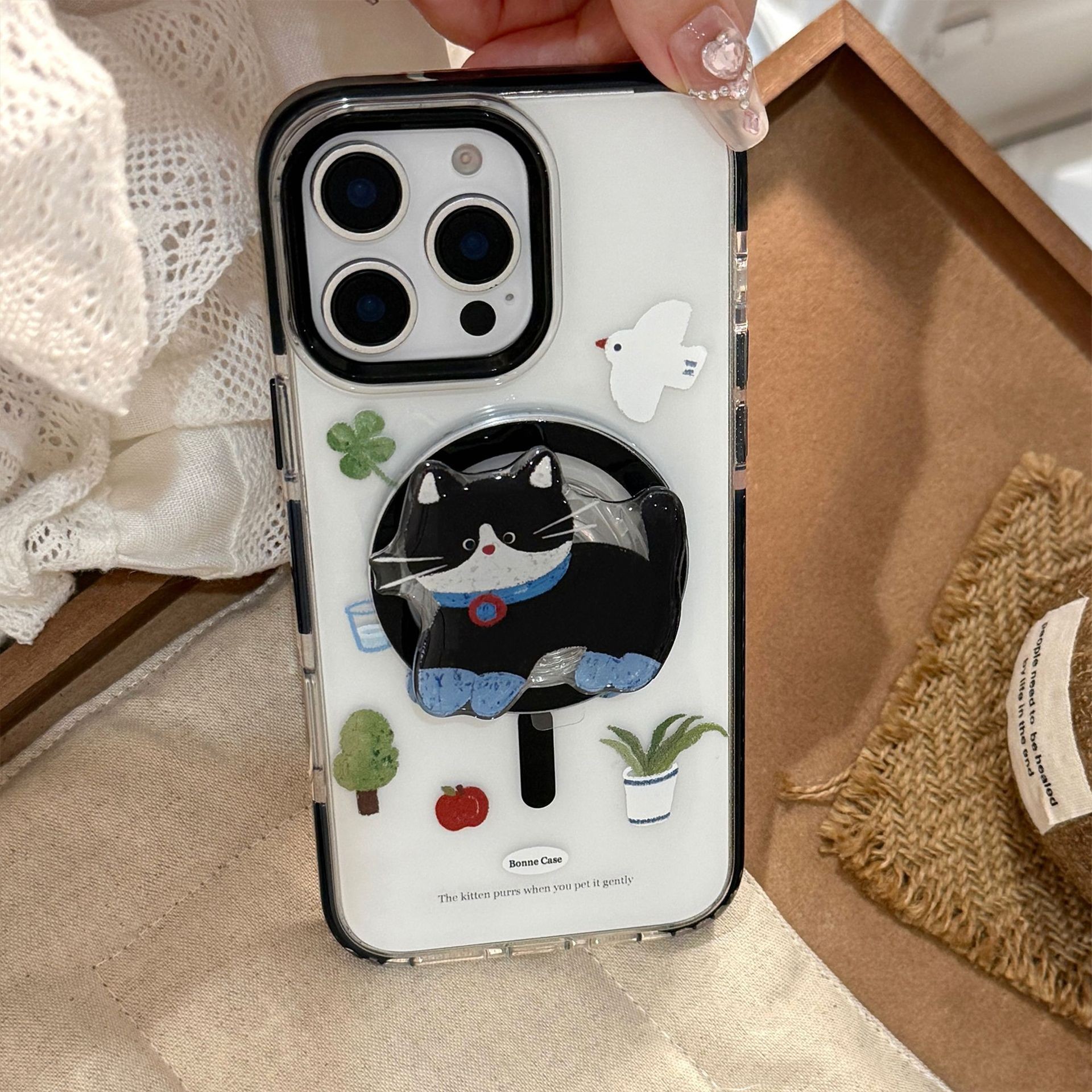 可爱小猫咪磁吸支架手机壳