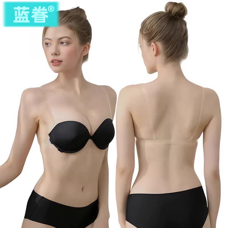 透明带隐形内衣抹胸露肩美背加厚聚拢小胸婚纱礼服无肩带文胸女