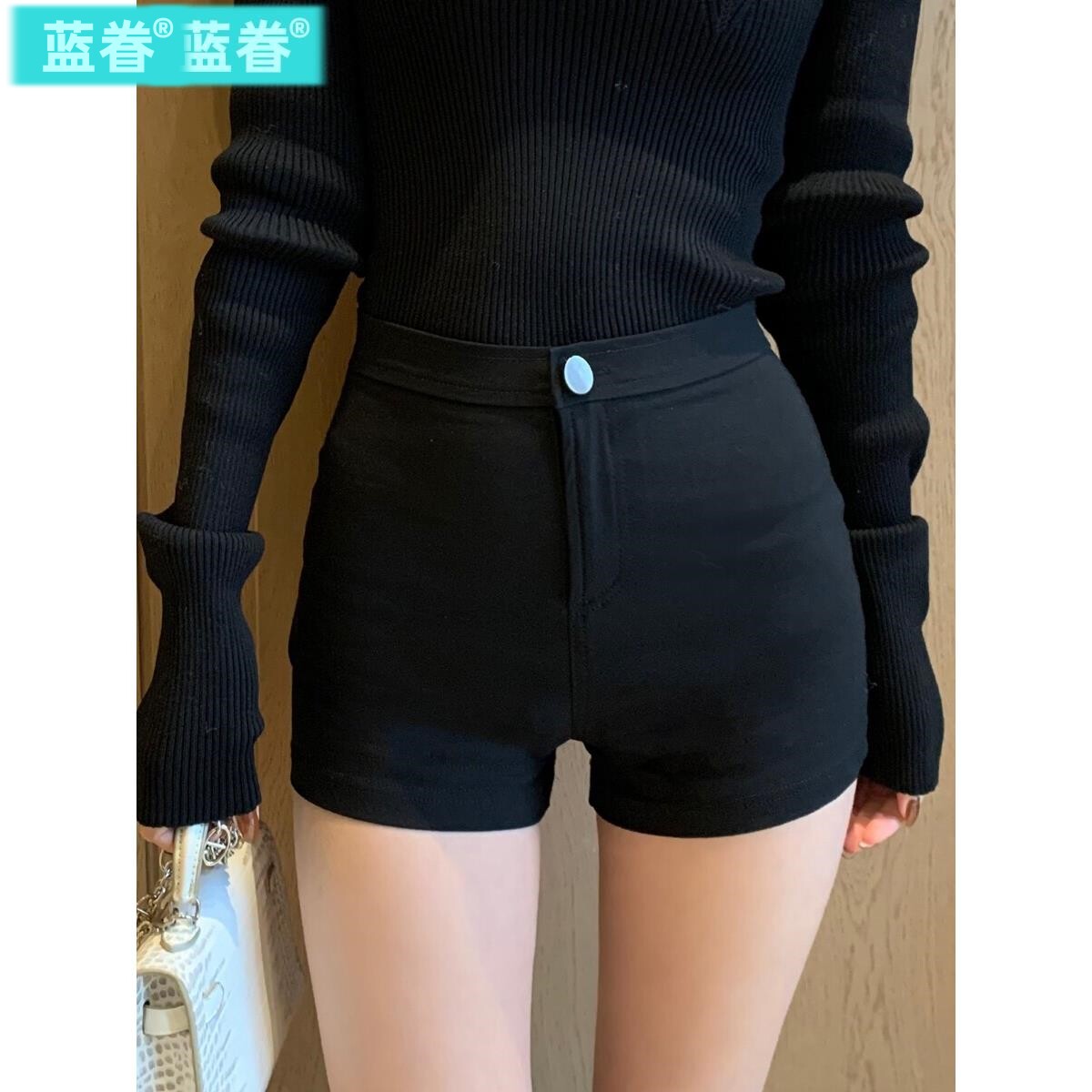 高腰夏季短裤性感包臀蜜桃裤显瘦紧身高弹黑色热裤超短打底裤外穿
