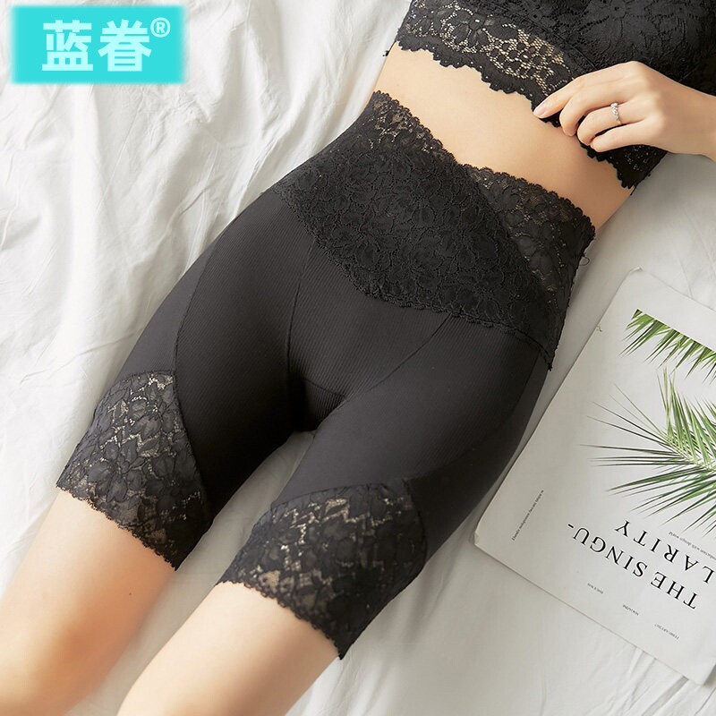 高腰蕾丝安全裤内裤二合一防走光无痕平角打底短裤女不卷边薄裸穿