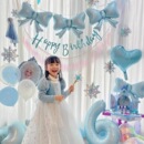 冰雪奇缘主题生日派对装 饰 扮布置套餐气球蝴蝶结背景装