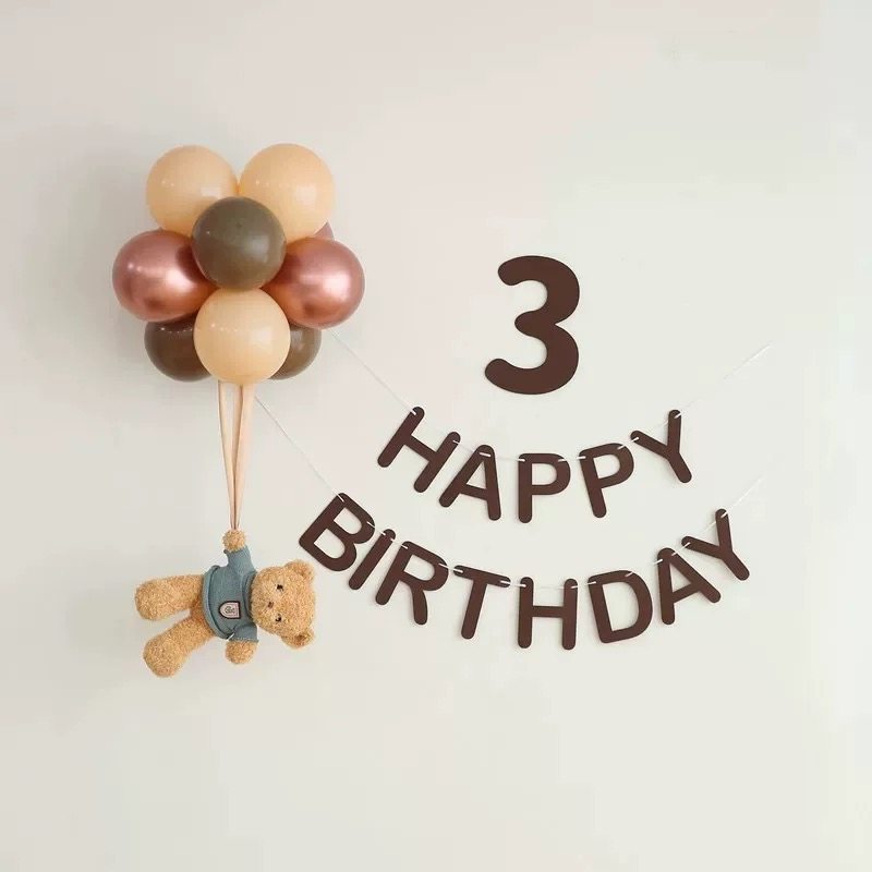 生日派对装扮布置套餐气球小熊装饰HAPPY BIRTHDAY字母拉花