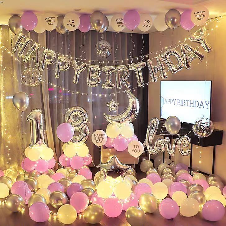 浪漫生日装饰场景布置气球套装18岁成人礼浪漫求婚表白背景墙