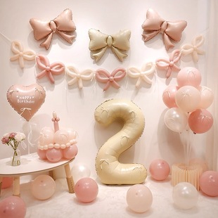 ins宝宝生日快乐布置周岁布置数字装饰小红书复古气球背景墙