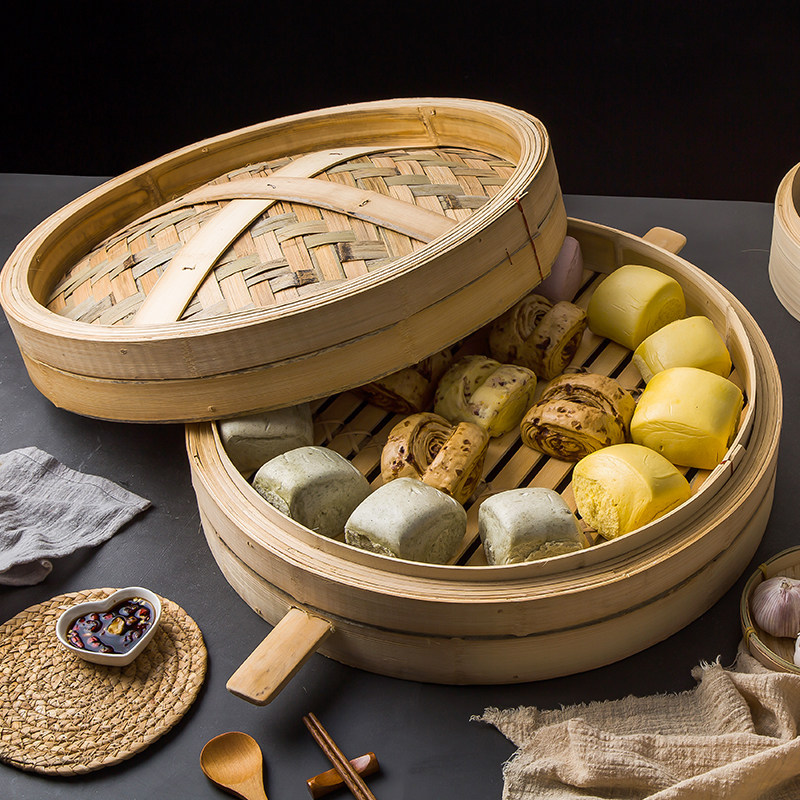 大号竹笼蒸纯手工竹制蒸屉加高加深家用馒头包子蒸架特大商用蒸笼