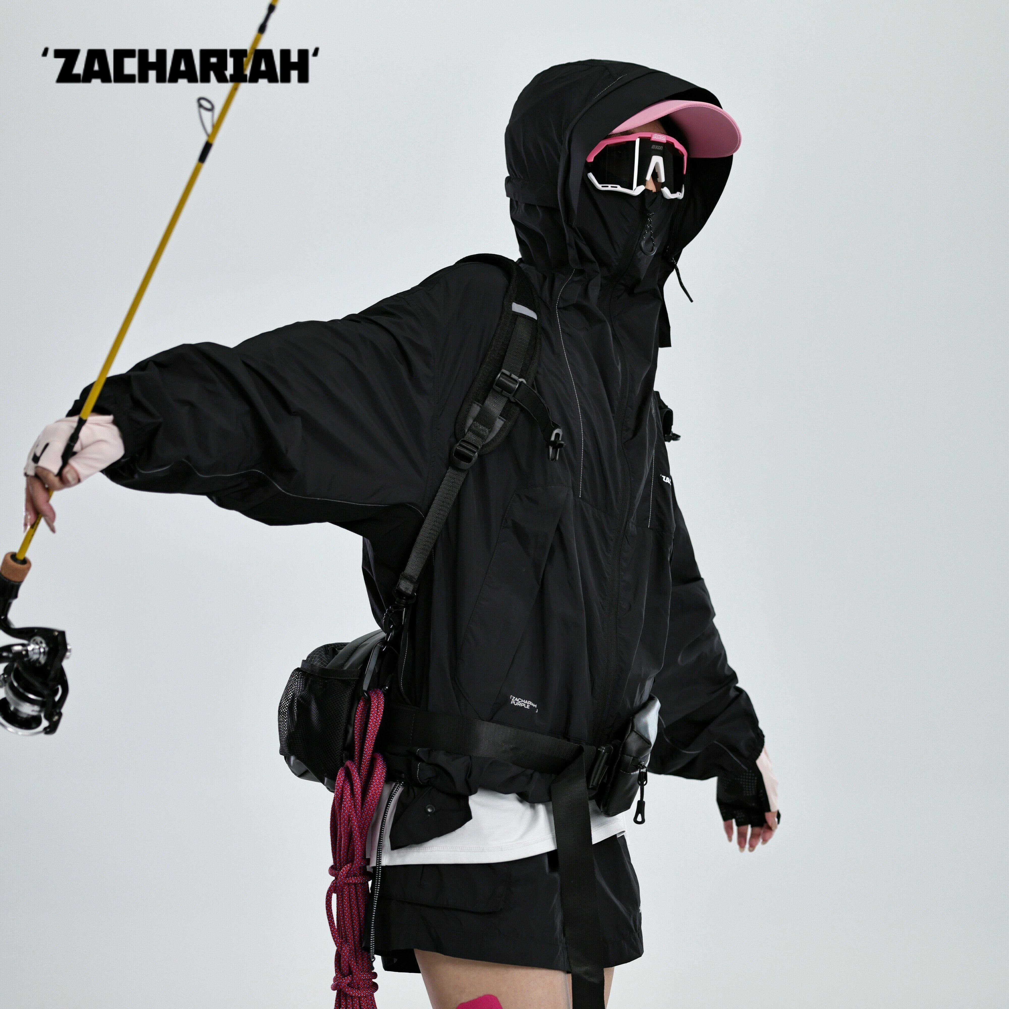 ZACHARIAH【夜黑】户外凉感防晒服轻量透气速干连帽路亚钓鱼服男