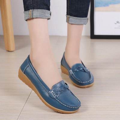 Women Genuine Leather Loafers Sheos Ballet Flats Ladies Shoe