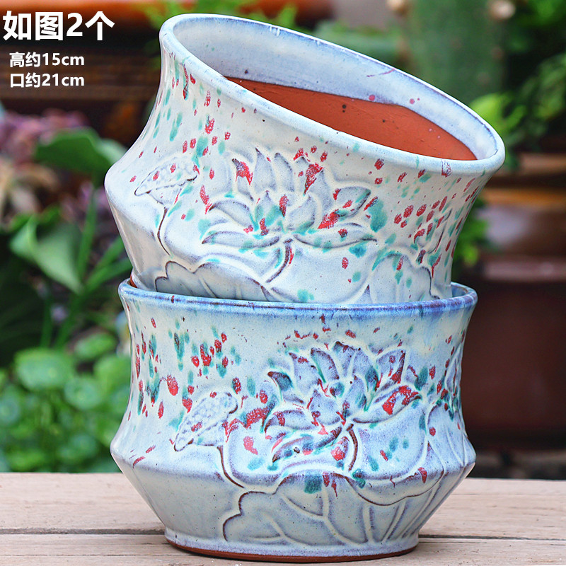 特价陶瓷花盆家用陶土大口径兰花多肉新款三角梅玫瑰雕花轻奢高盆