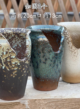 多肉花盆粗陶高桩切口法师老庄绿植紫乐悬崖紫砂手工陶罐简约包邮