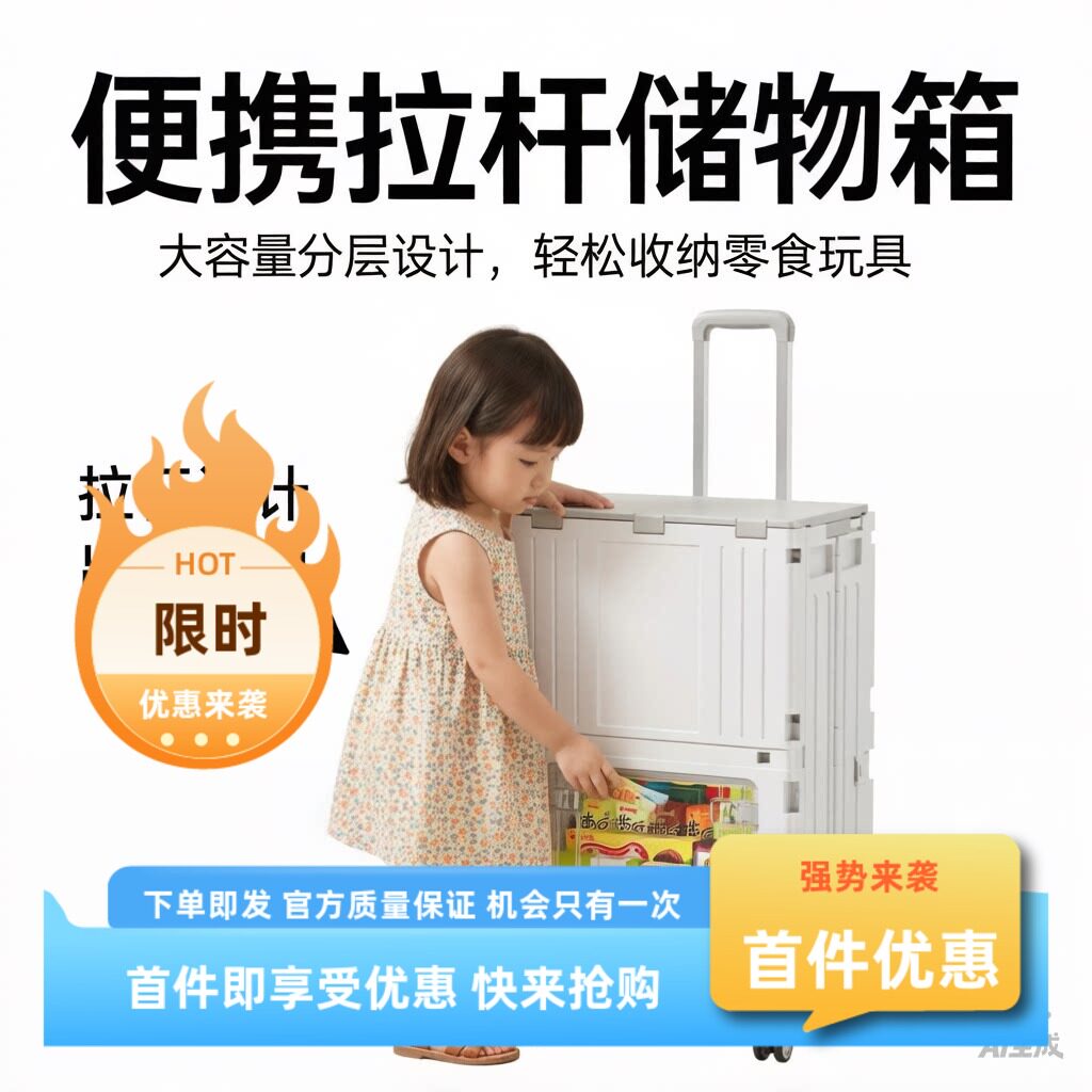 高款免弯腰折叠购物车家用超市买菜小拉车加大轮子户外露营小推车
