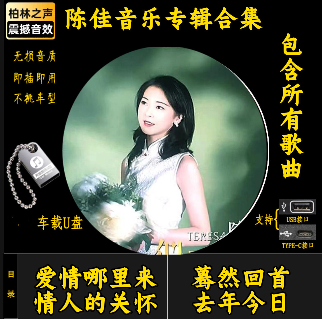 陈佳孙露陈瑞音乐专辑u盘无损音质发烧女声经典老歌情歌曲音乐盘