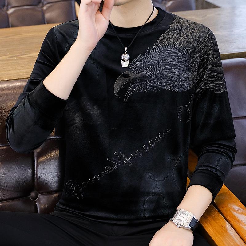 金丝绒加厚保暖打底衫男装上衣服