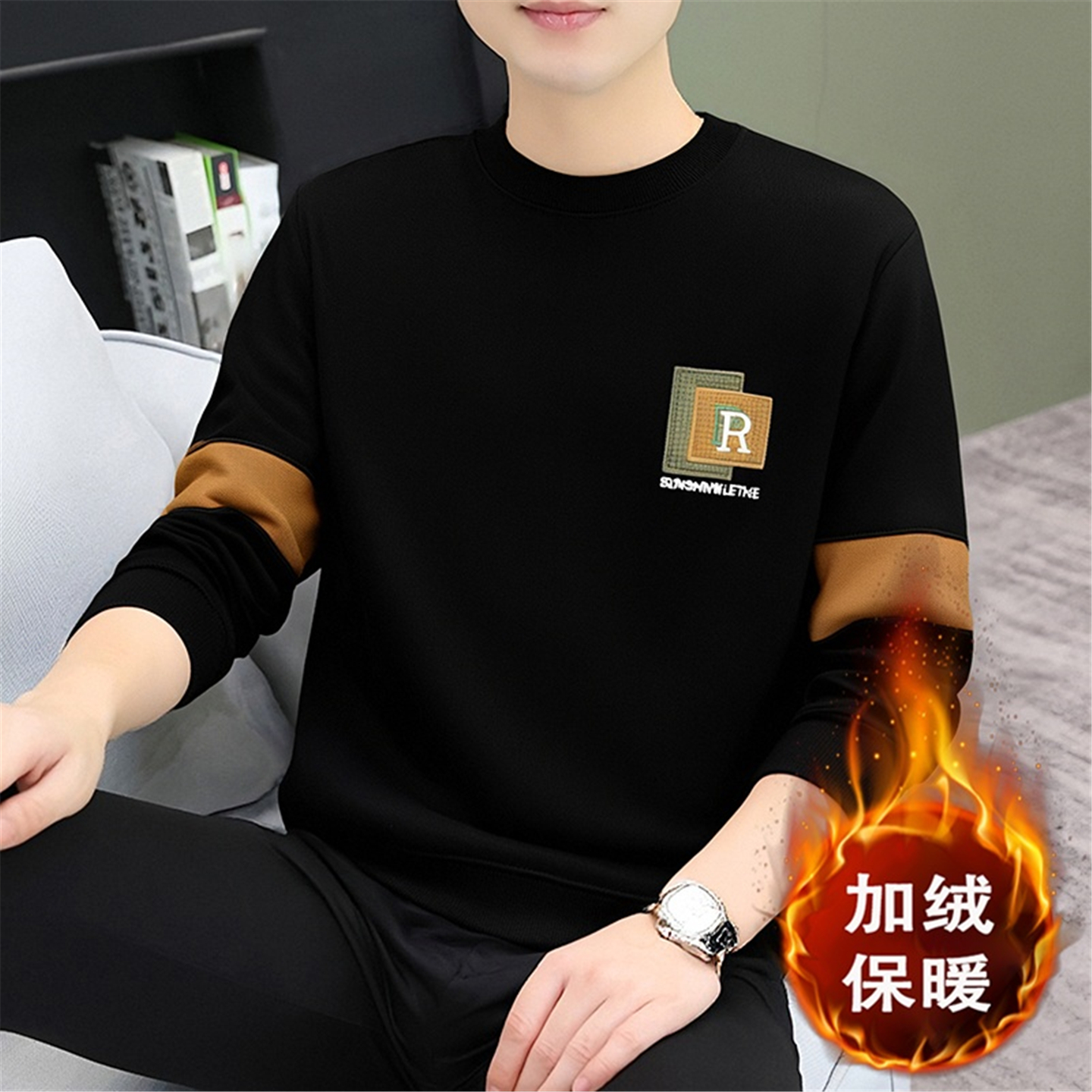 率动官网男士加绒加厚卫衣