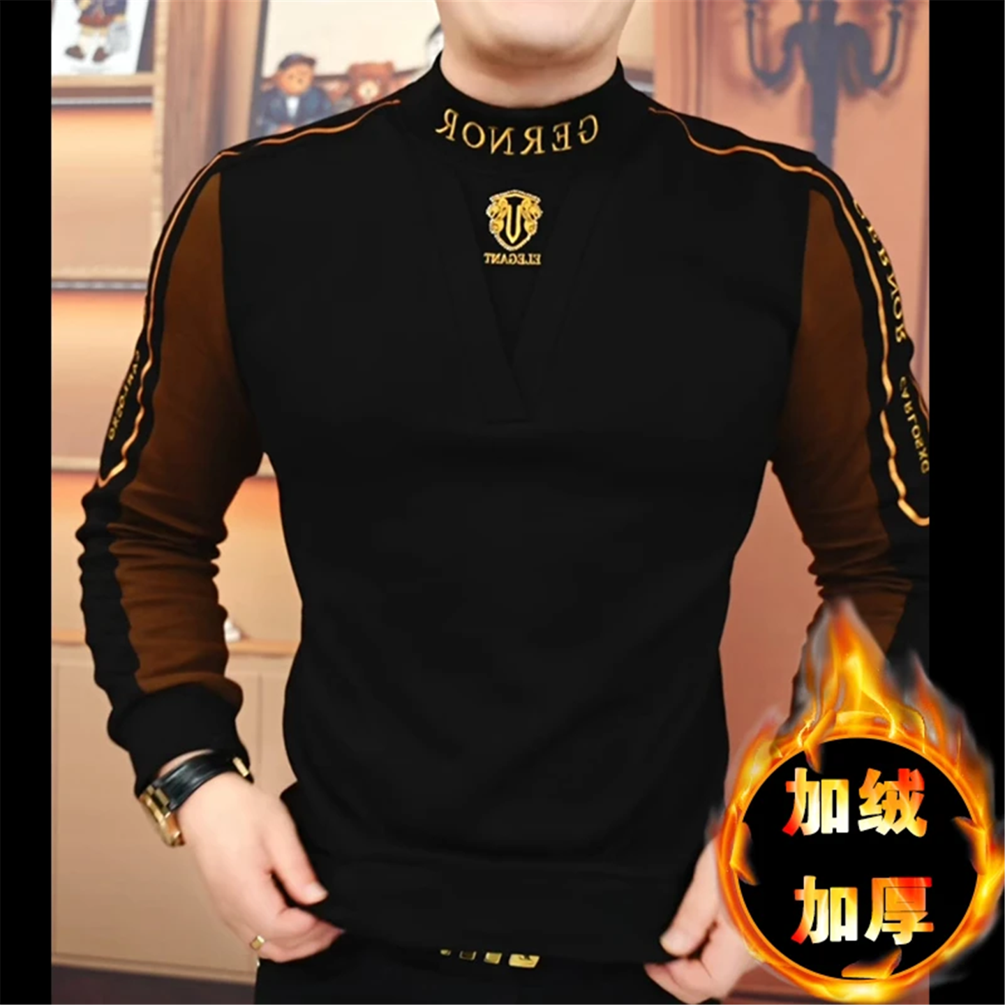 率动官网男士加绒假两件卫衣