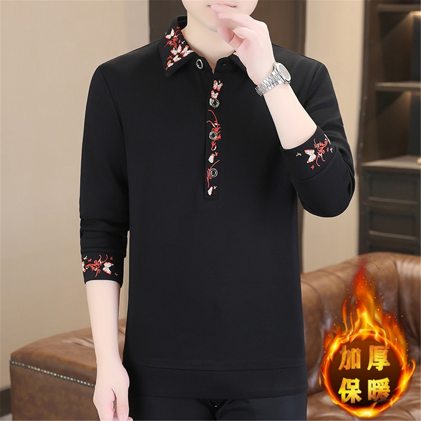 率动我男士加绒卫衣假两件