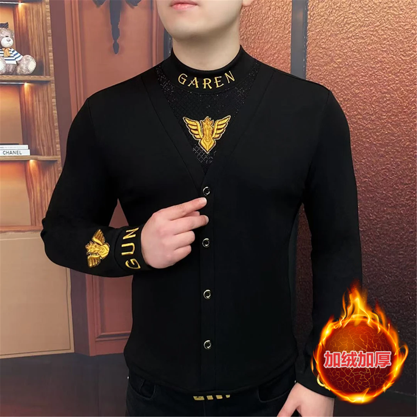 率动官网男士加绒假两件卫衣