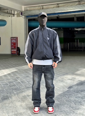 Afreedom 2023黑色水洗破坏进口微弹耐磨做旧百搭牛仔休闲长裤