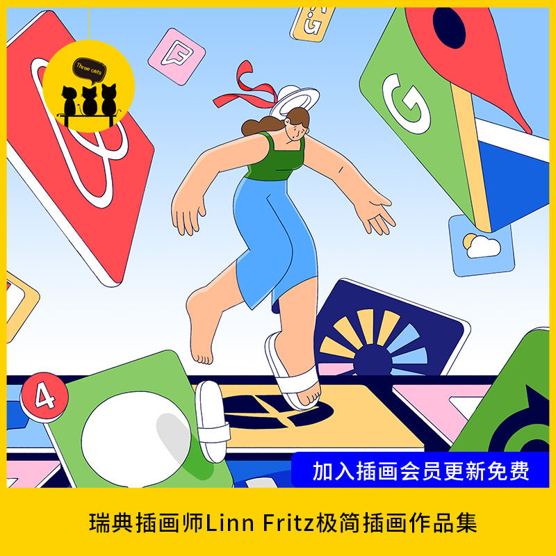 【1487】插画师linn fritz极简抽象现代风格线描人物插画140张