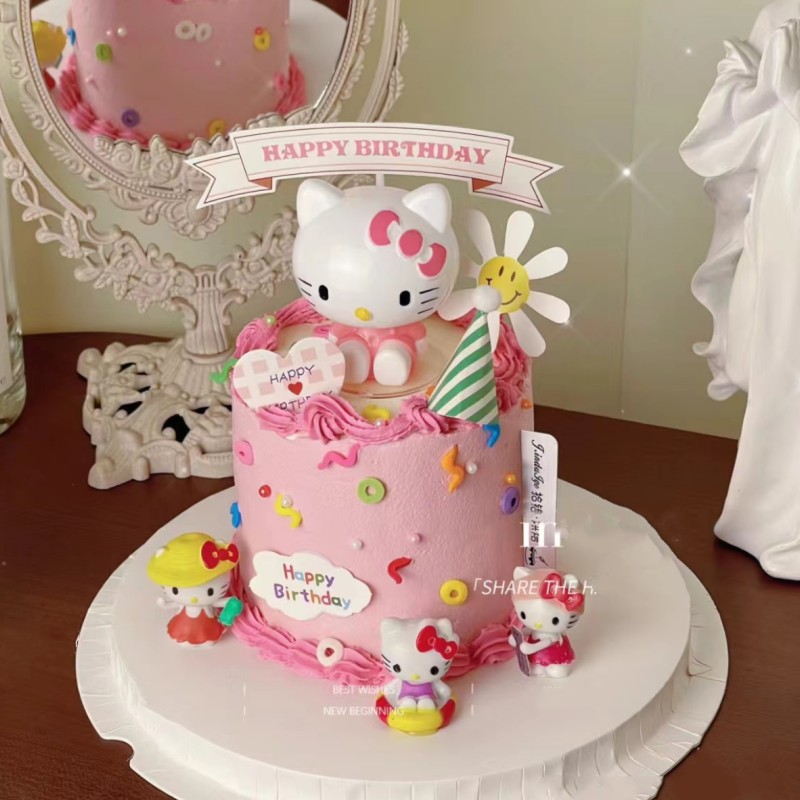 hello kitty蛋糕装饰摆件凯蒂猫美乐蒂三丽鸥小公主女孩生日装扮
