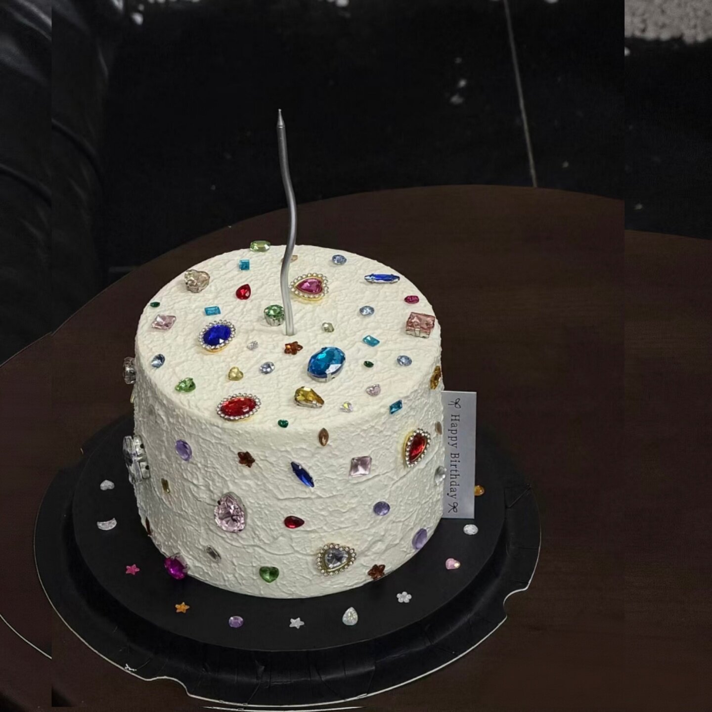 彩色宝石蛋糕装饰摆件水晶钻石女生女神生日复古简约烘焙插件