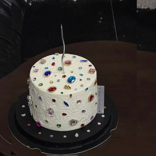 彩色宝石蛋糕装饰摆件水晶钻石女生女神生日复古简约烘焙插件