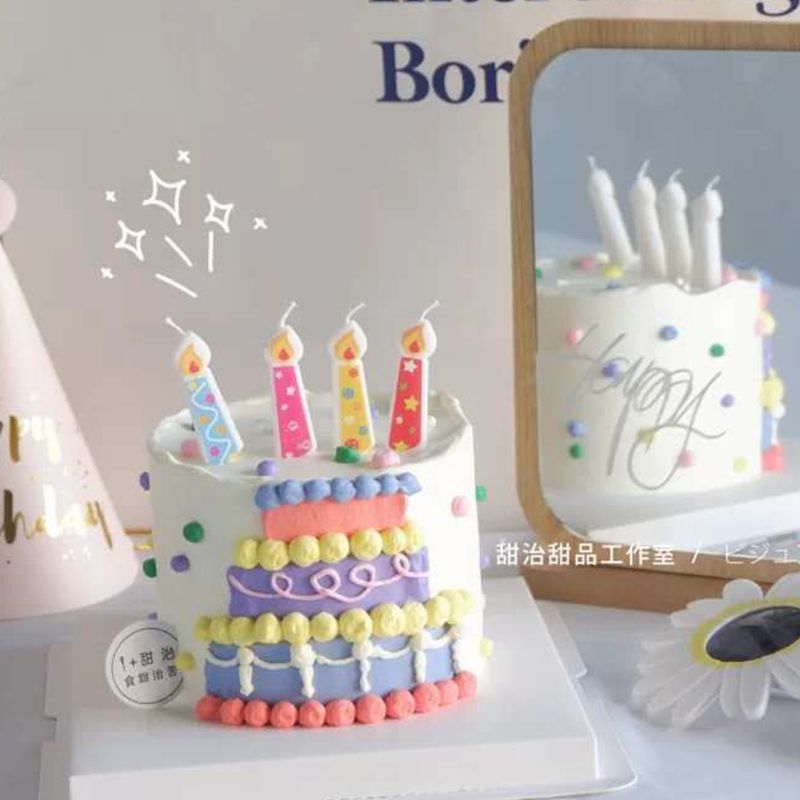 复古手绘蛋糕装饰烘焙生日蜡烛