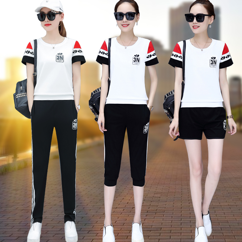 Athletic Wear suit Short sleeved Two piece set 2019 Summer wear new pattern fashion pure cotton shorts leisure time Korean Edition Cropped Trousersin the Women's clothing/Boutique , Set/Student uniforms/Work uniforms , Fashion Set  category - from Buy2taobao.com to provide professional Taobao agent buy service