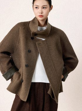 Forme Tome 秋冬新款拼皮双面呢大衣澳洲进口羊毛