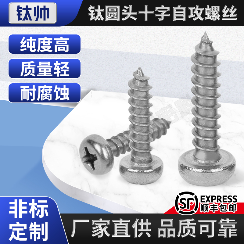 TA2钛圆头十字自攻螺丝伞头大扁头螺钉ST2.2/2.9/3.5/4.2/4.8/5.5