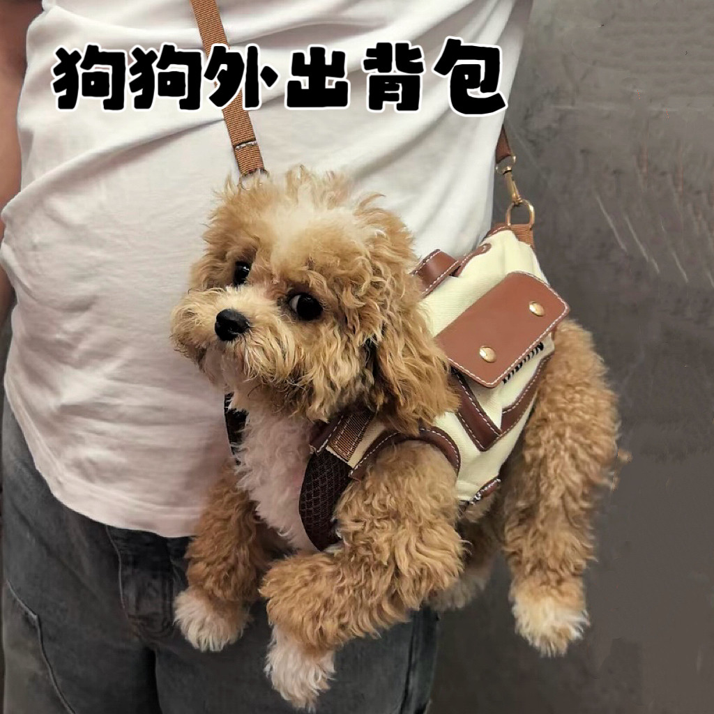 狗狗外出包单肩背带猫咪背包帆布宠物背带透气外出便携狗包手提包
