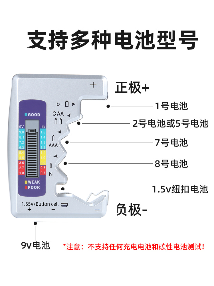 新品电池测试器电池电量检测仪干电池7号5号七号五号数显电压测量