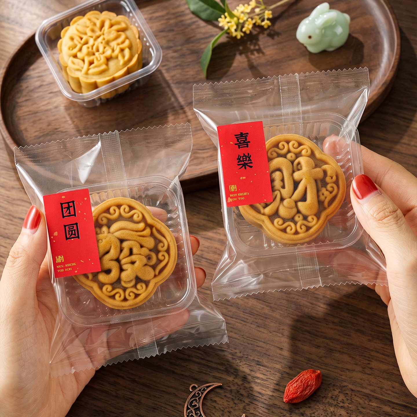 月饼包装袋带底托透明加厚机封袋