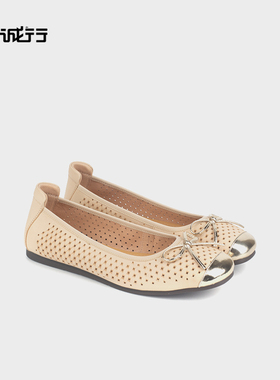 和诚行 春季款羊皮镂空平底单鞋女时尚复古芭蕾舞鞋2020016