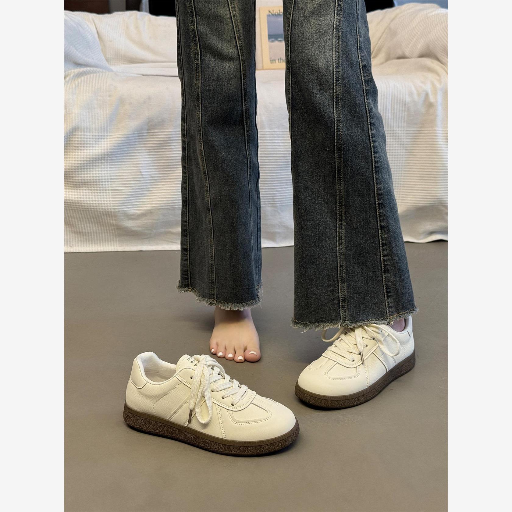 白色覆古厚底德训鞋女202