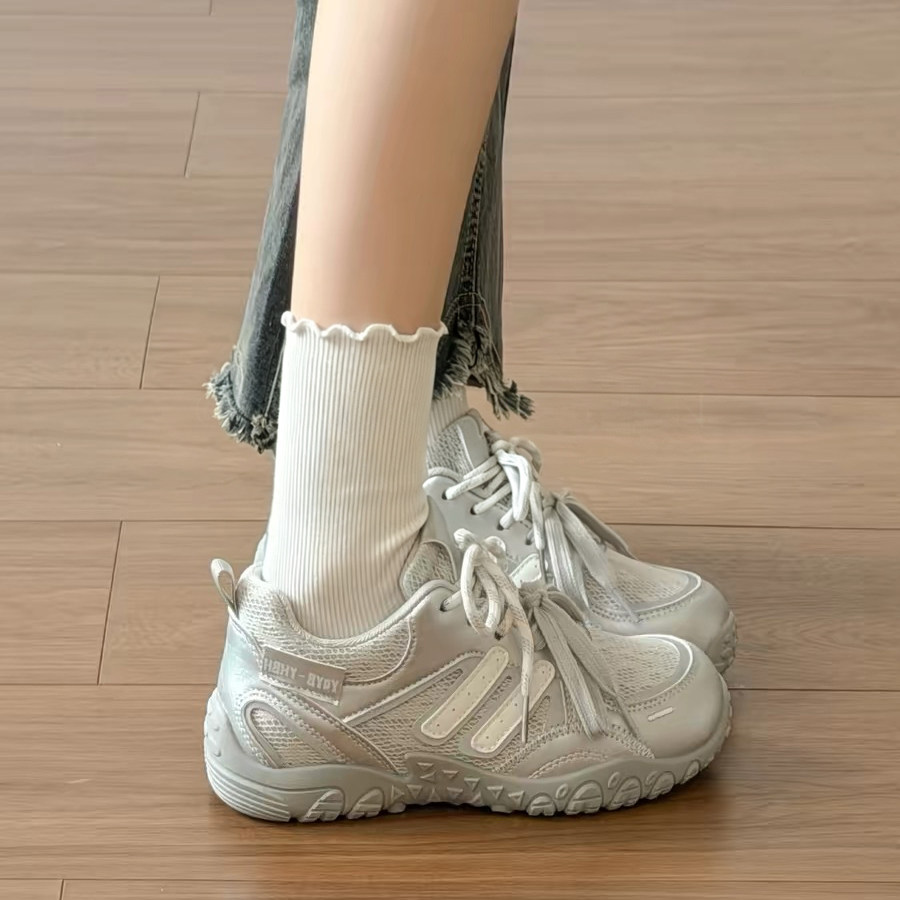 薄款厚底老爹鞋子女2026