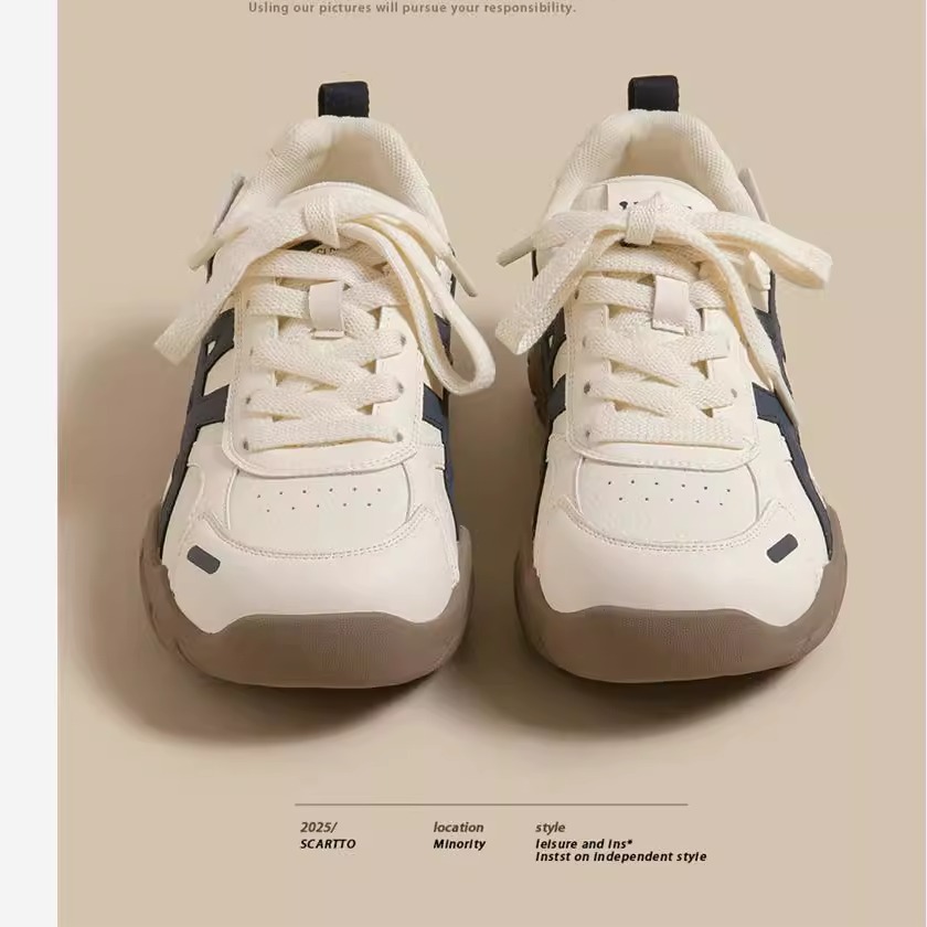 2025年秋季新款厚底德训鞋女百搭休闲鞋软底不累脚真皮运动跑步鞋