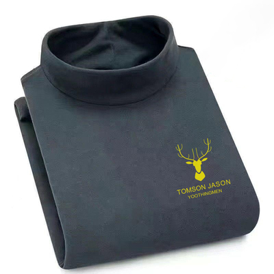 德绒恒温保暖内衣加绒加厚内搭男士打底衫半高领纯色长袖t恤秋衣