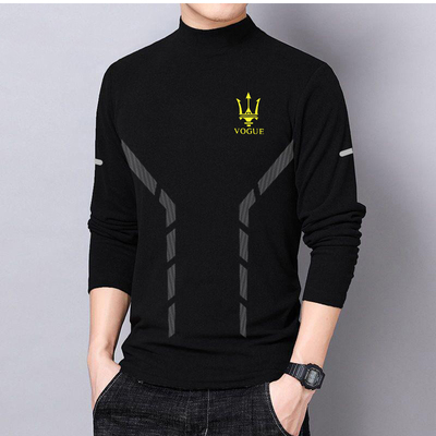 秋冬季德绒半高领打底衫男士双面加绒内搭长袖T恤潮流保暖内衣